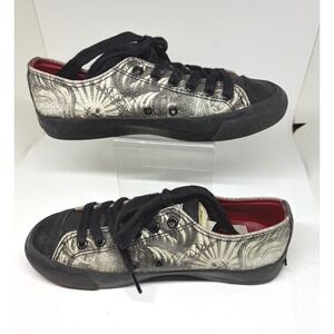 Draven Tokyo Hiro Sneakers Womens 4.5 Black Silver Excellent Graphic Low Top